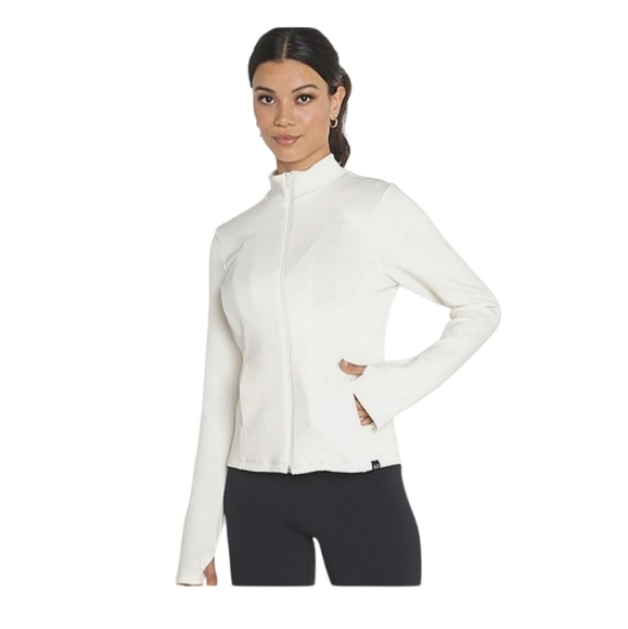 NUX Active: Cozy and Comfortable Athleisure Sleek Jacket in Coconut. Size Medium - Picture 2 of 16